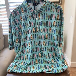 Aqua Surfboard Print Polo Shirt